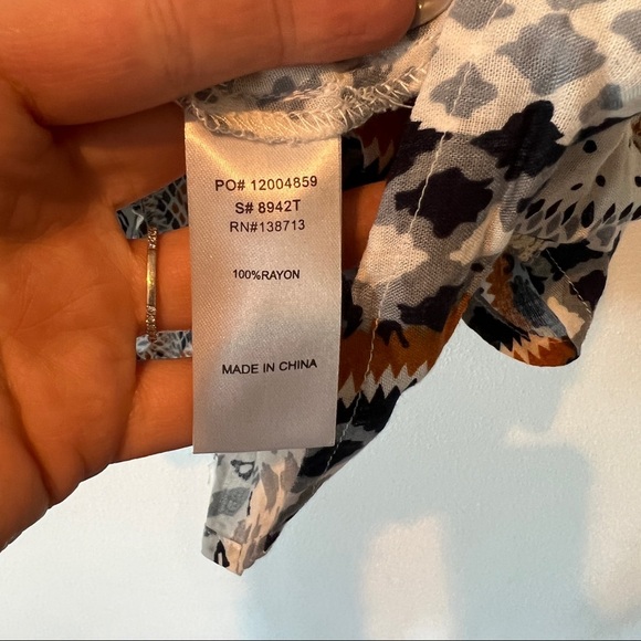 Doe & Rae Shift Multi Pattern Handkerchief Hem Layered Zipper Back Tank Festival - Picture 4 of 7